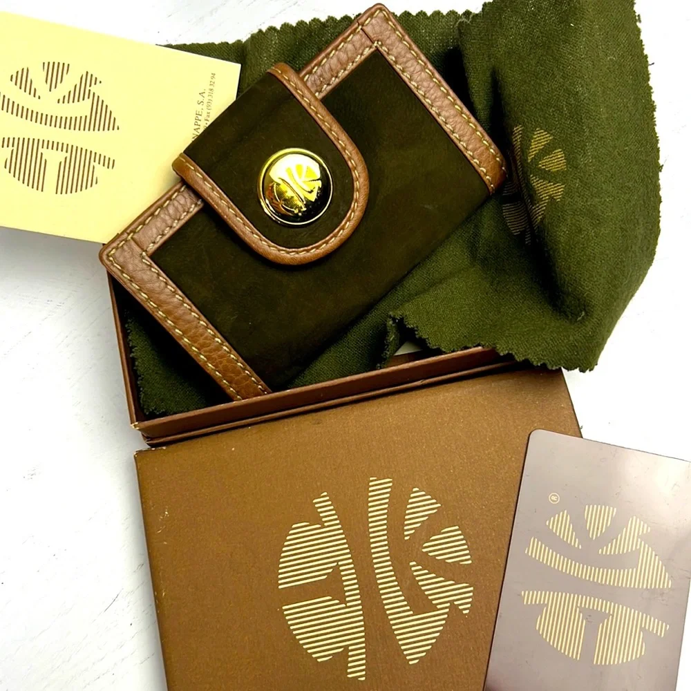 Auth. LOEWE KNAPPE Suede Leather 6 Ring Key Holder brown wallet vtg w.box unisex